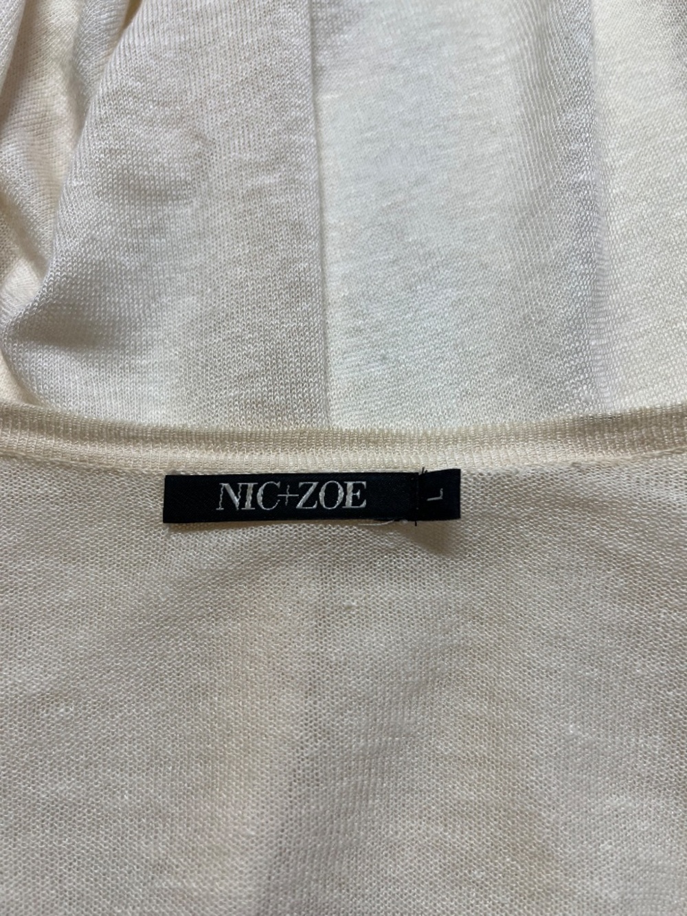 EUC Nic+Zoe Buttercream Linen Blend Open Front Cardigan | Size Large - Picture 5 of 6